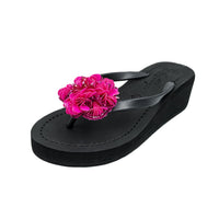 Thumbnail for SAND BY SAYA N.Y. - Noho Pink Flower - Embroidered Mid Wedge Flip Flops - 1 COLOR -