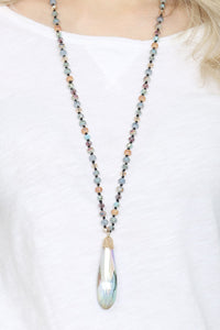 Thumbnail for Riah Fashion - Teardrop Glass Rondelle Bead Necklace - 5 COLORS