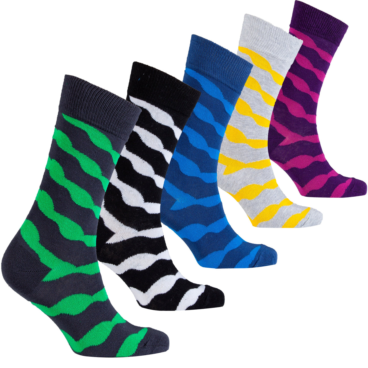 Men's Solid Waves Socks - 5 PACK -