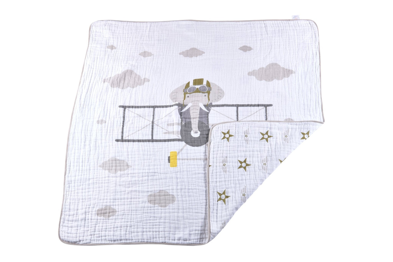 Flying Elephant Cotton Muslin Newcastle Blanket -