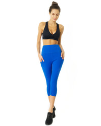 Thumbnail for Savoy - High Waisted Yoga Capri Leggings - Sky Blue - 1 COLOR -