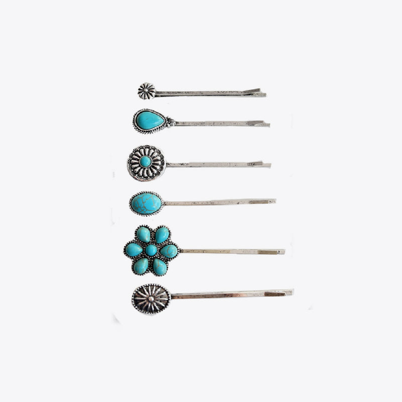 Turquoise Alloy Hairpin - T - 6 STYLES -