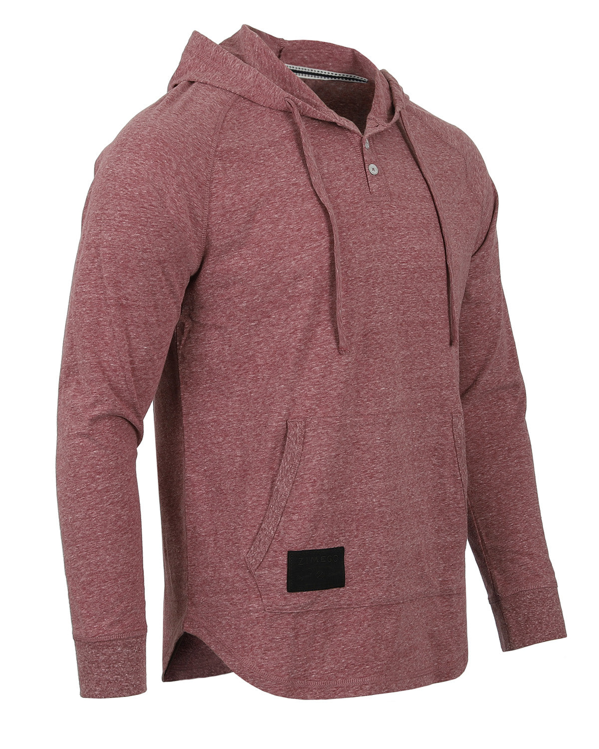 Men's Long Sleeve Henley Raglan Hoodie With Kangaroo Pocket - 1 COLOR -