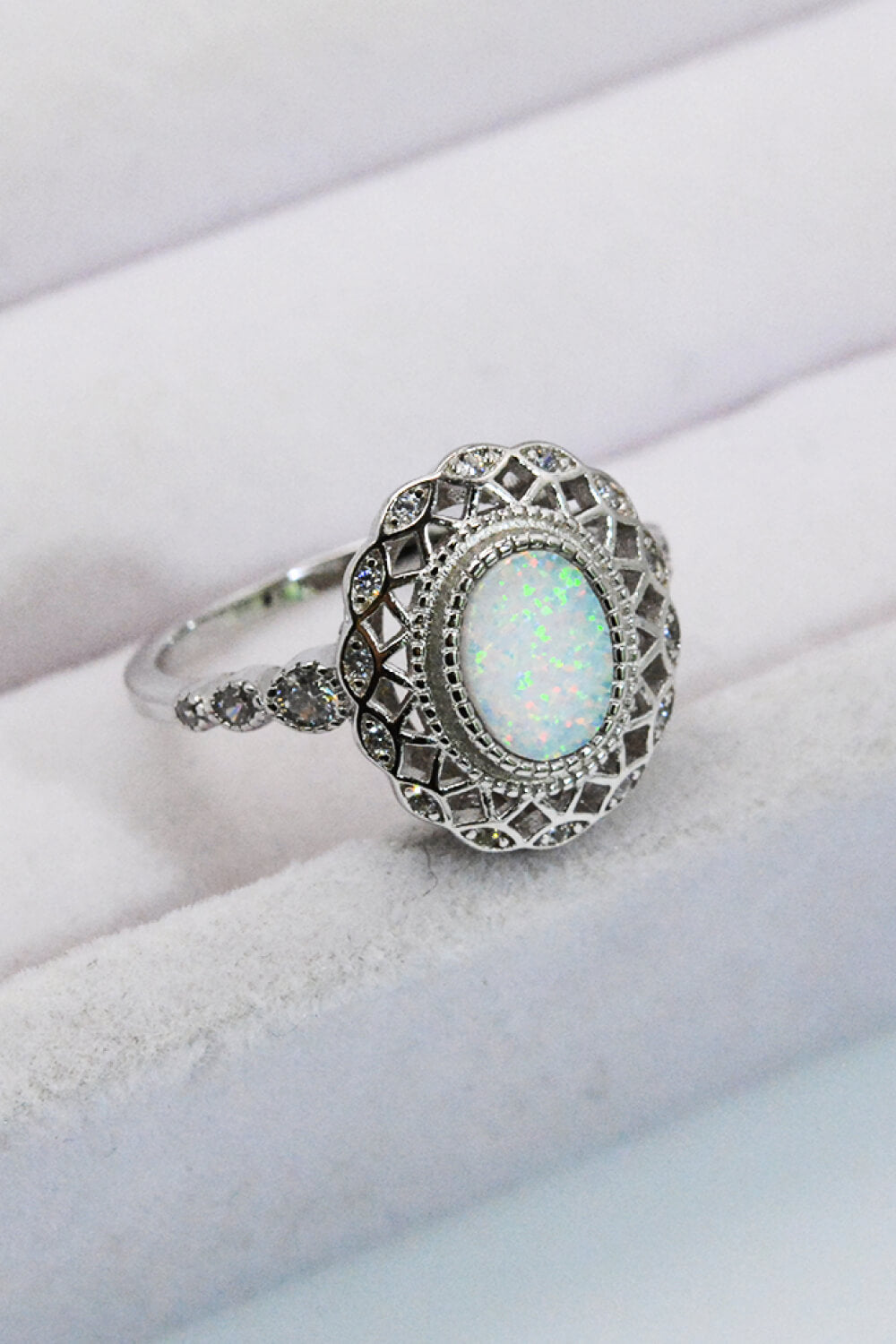 Feeling The Love 925 Sterling Silver Opal Ring - T - SIZES 5 THRU 10 - 1 COLOR -