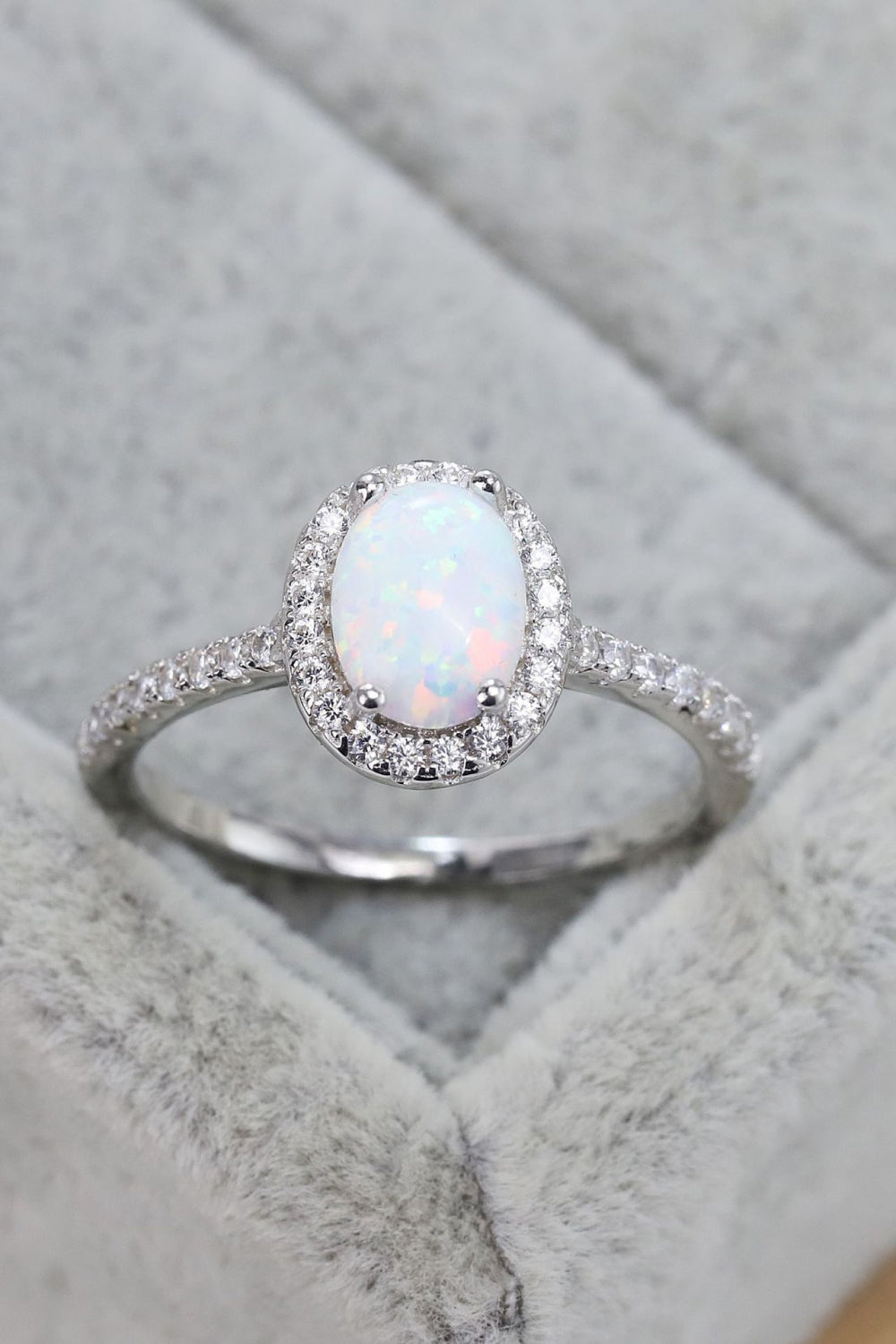 Opal 925 Sterling Silver Halo Ring - T - SIZES 5 THRU 10 - 1 COLOR -