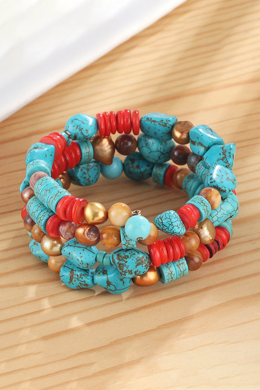 Layered Turquoise Bracelet - T - 1 MULTICOLOR -