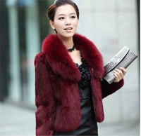 Thumbnail for Sharon Tatem - Women Furry Short Faux Fox Fur Collar Jacket Overcoat - 7 COLORS -