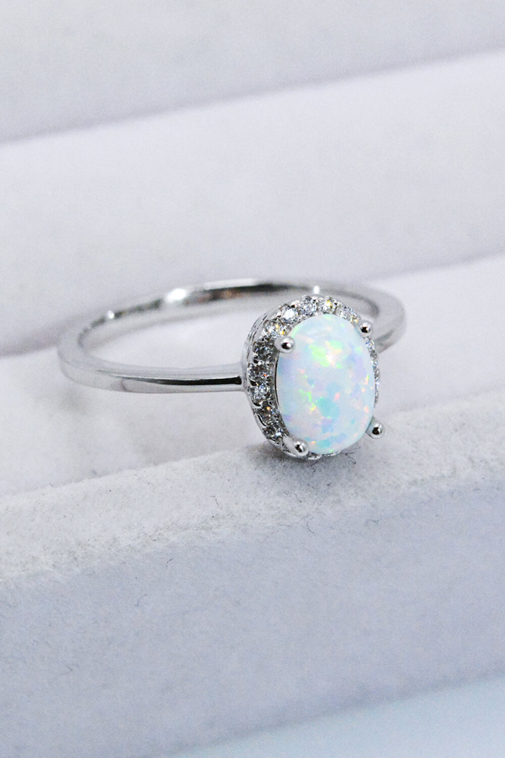 925 Sterling Silver 4-Prong Opal Ring - T - SIZES 5 THRU 10 - 1 COLOR -