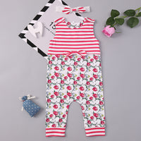 Thumbnail for Floral Striped Round Neck Sleeveless Jumpsuit with Headband - T - 4 SIZES - 1 COLOR -