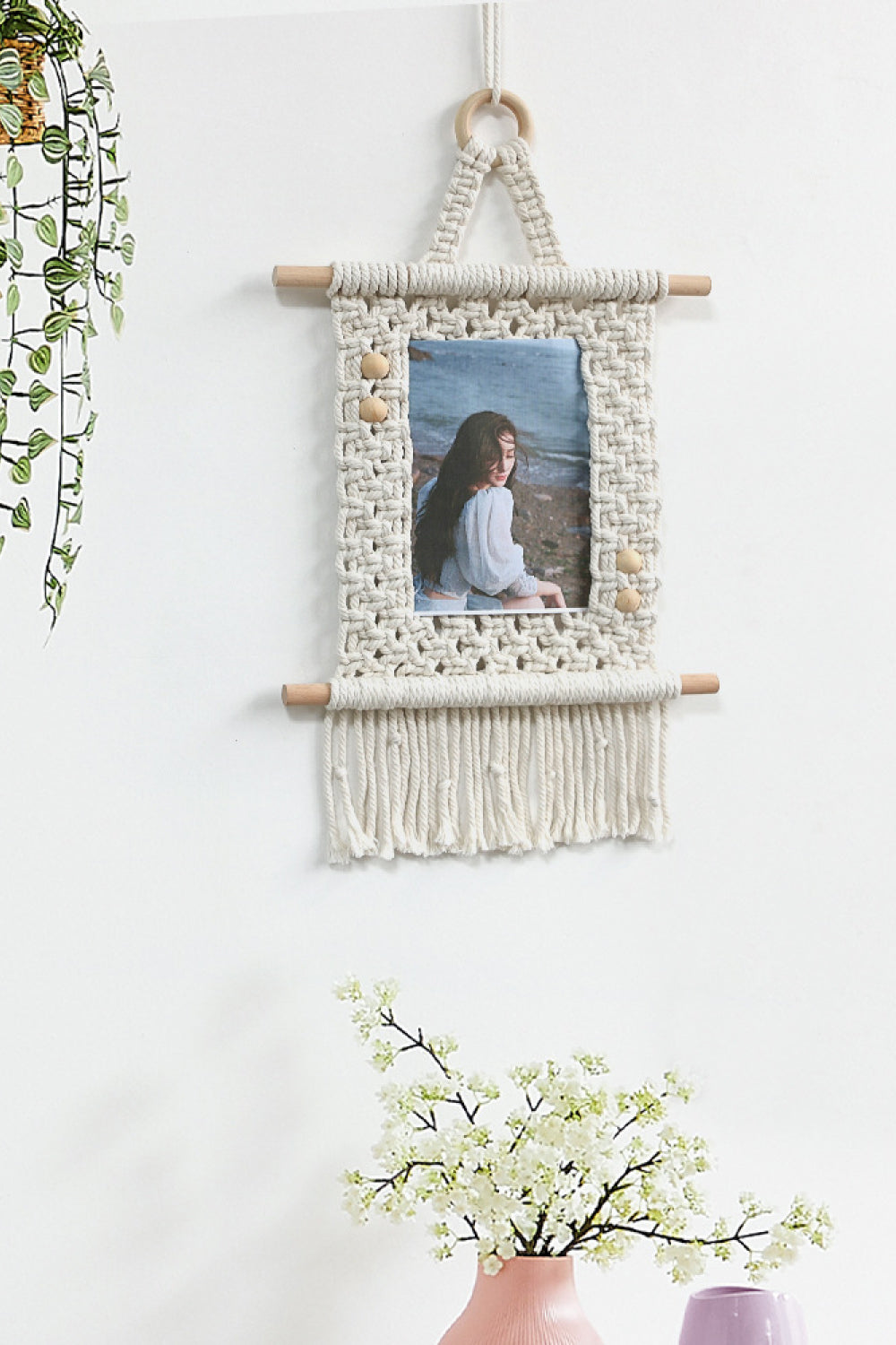 Macrame Photo Frame Wall Decor - 21.5" X 11.8" - T - 1 COLOR -