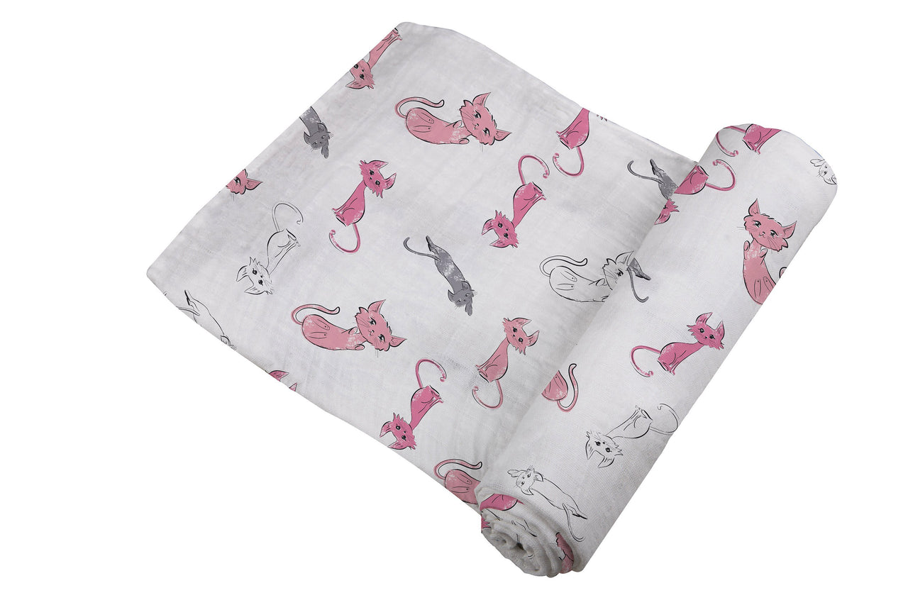 Newcastle - Playful Kitty Bamboo Muslin Swaddle -