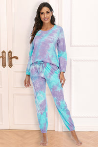 Thumbnail for Tie-Dye Top and Drawstring Pants Lounge Set - 2 PCS. - T - 3 COLORS -