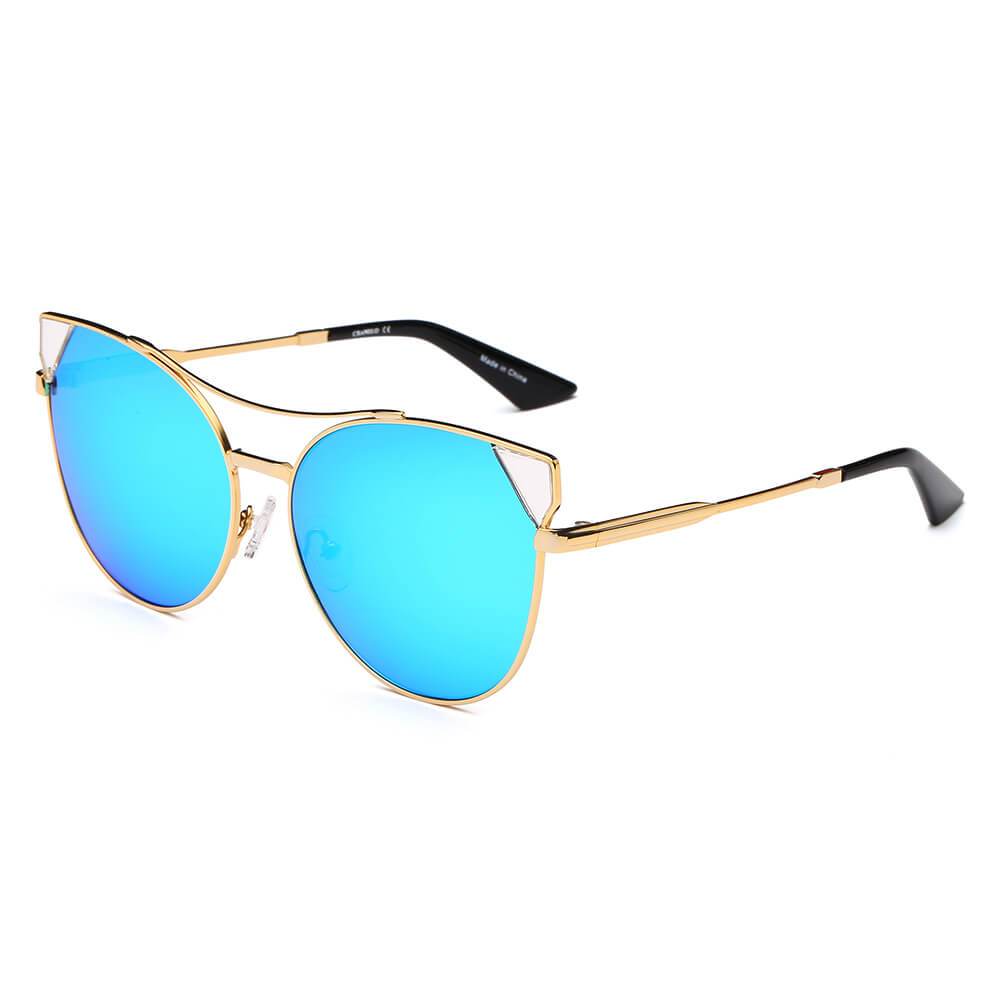 Aspen | CA02K - Womens Trendy Mirrored Lens Cat Eye Sunglasses - 5 COLORS -