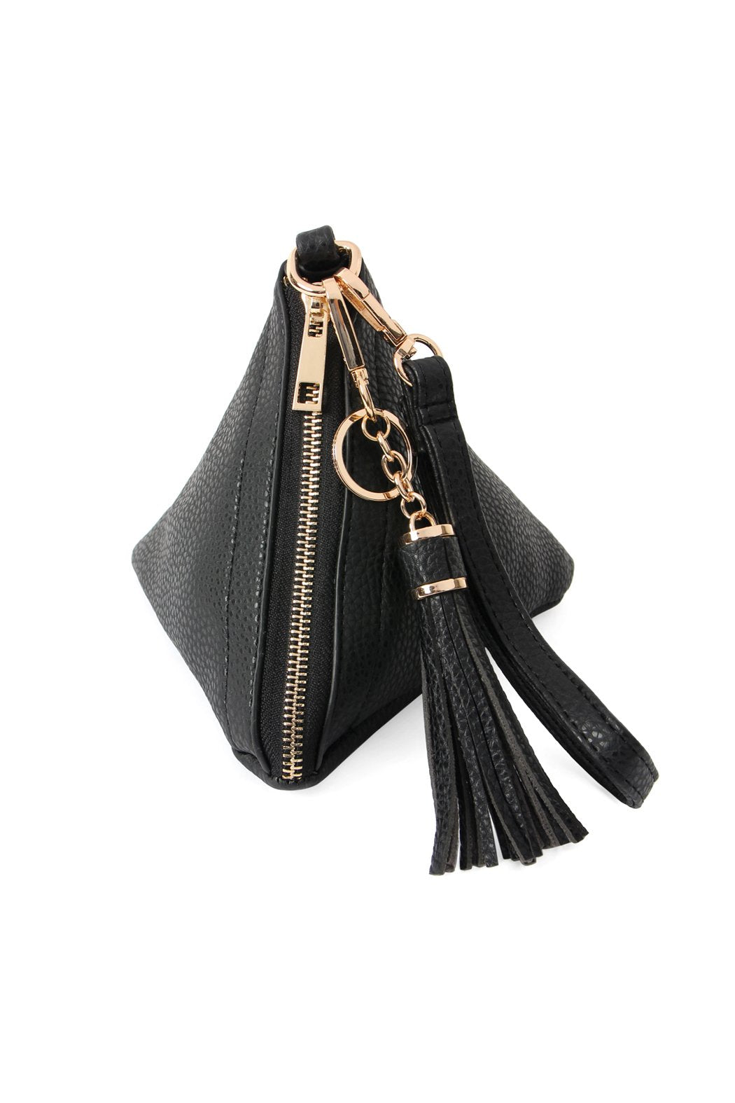 Riah Fashion - Pyramid Shape Tassel Wristlet Leather Bag - 15 COLORS -