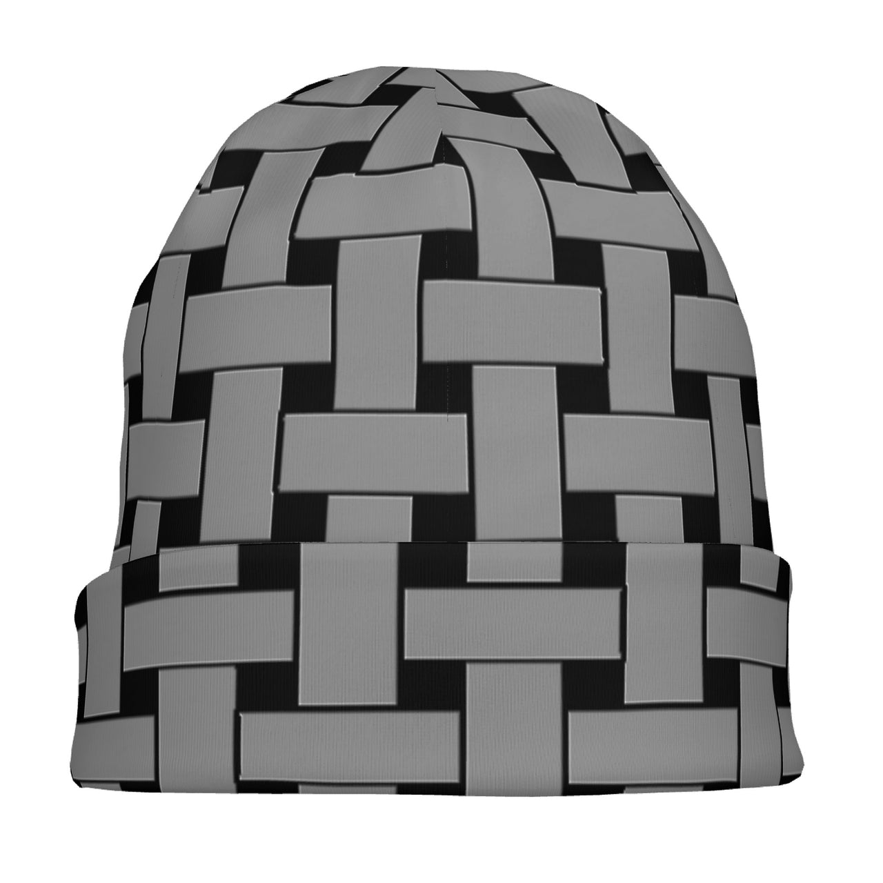 OOTO - GREY WEAVE ON BLACK -HC_T6 Adult Knitted Beanie - 1 COLOR -