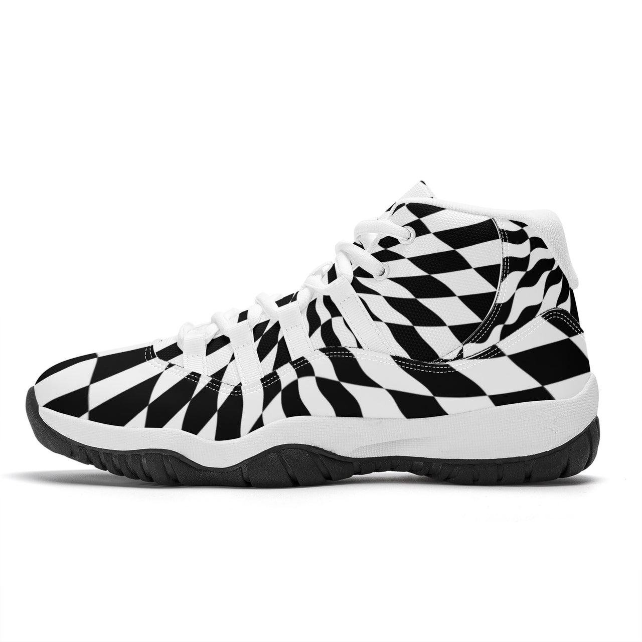 OOTO - CHECKERED PAST - SF_S38 High Top Air Retro Sneakers - White soles - 1 COLOR -