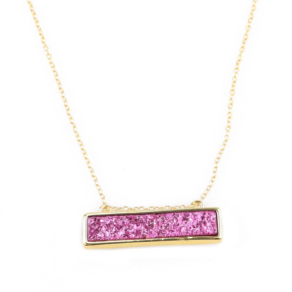 Christy Jean - Bethany Druzy Bar Necklace - 7 COLORS -