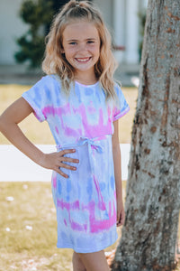 Thumbnail for Girls Tie-Dye Belted T-Shirt Dress - T - 4 SIZES - 1 COLOR -