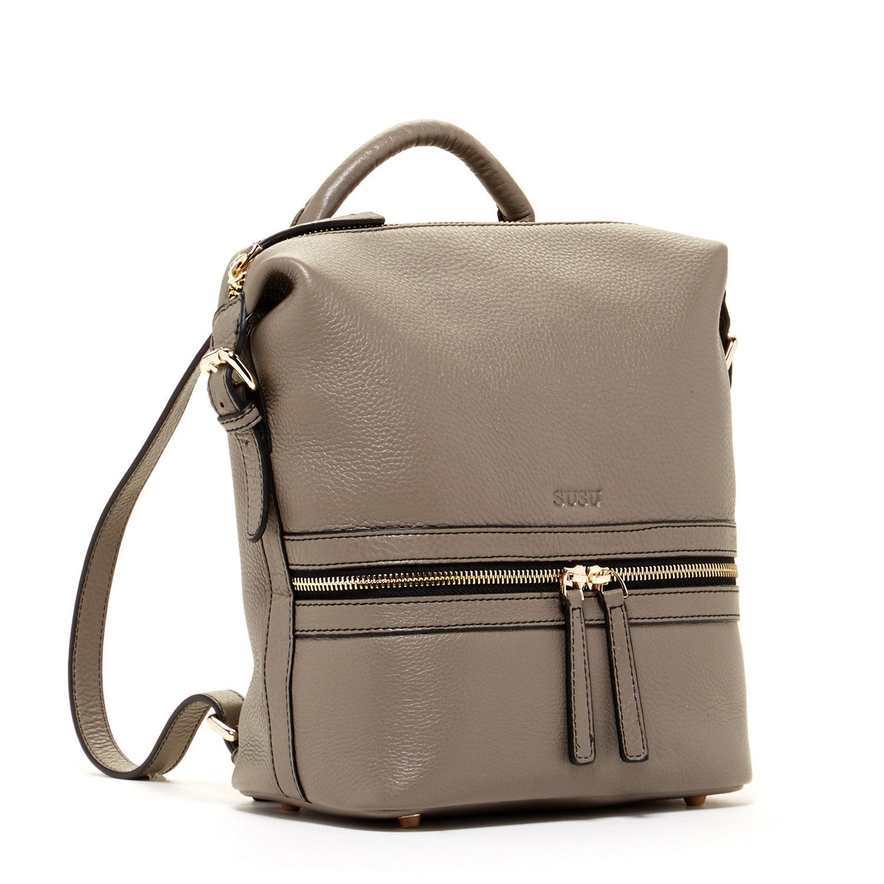 Ashley Gray Leather Backpack Purse -