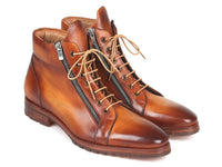 Thumbnail for Paul Parkman - Men's Side Zipper Leather Boots Light Brown -