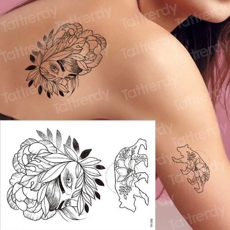 Temporary Tattoos - Black Flower Tattoo Sleeves -Water Transfer Tatoo - Peony Rose Tattoos - Body Art - Girls Arm Tattoos - [8 DAY DELIVERY] - 25 DESIGNS -