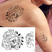 Thumbnail for Temporary Tattoos - Black Flower Tattoo Sleeves -Water Transfer Tatoo - Peony Rose Tattoos - Body Art - Girls Arm Tattoos - [8 DAY DELIVERY] - 25 DESIGNS -