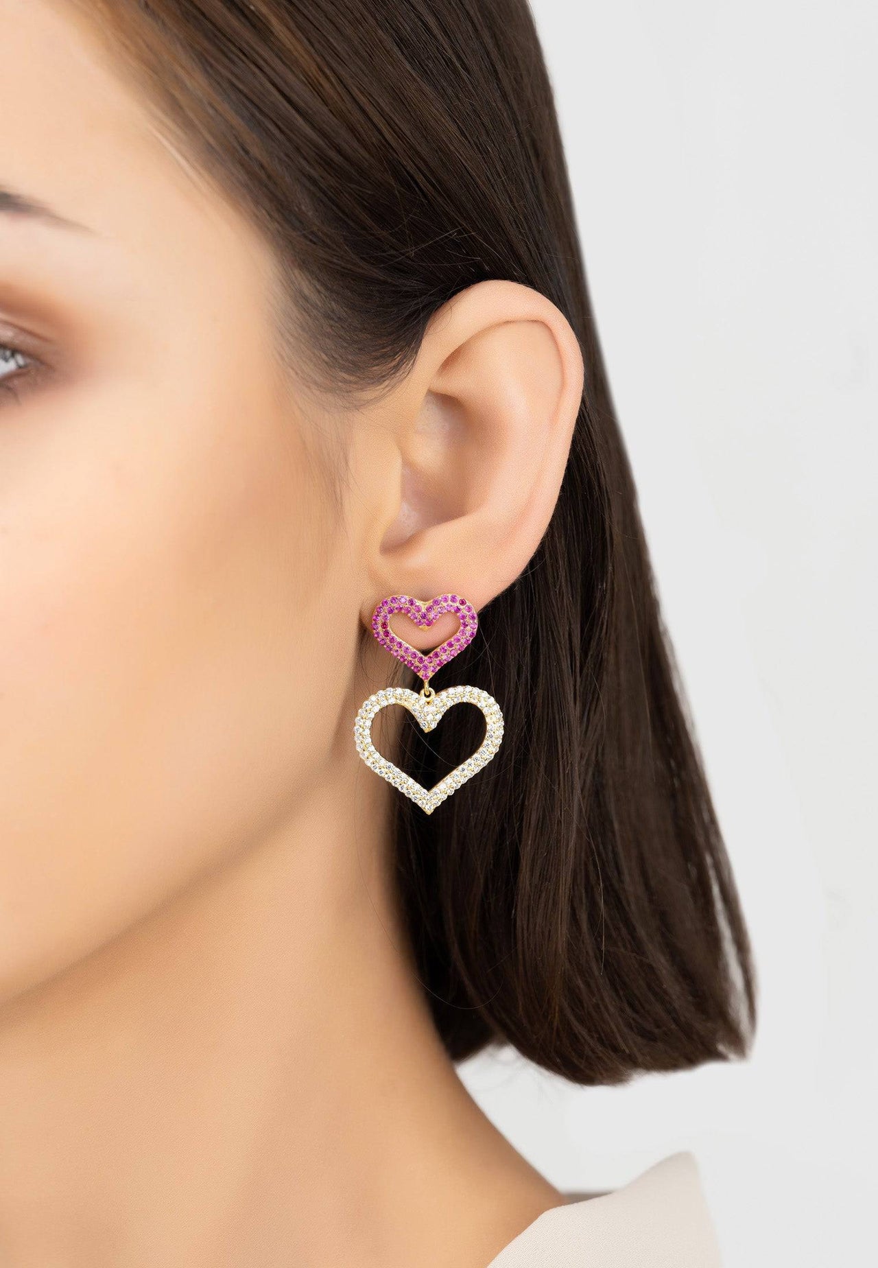 LATELITA - Love Hearts Drop Earrings Gold -