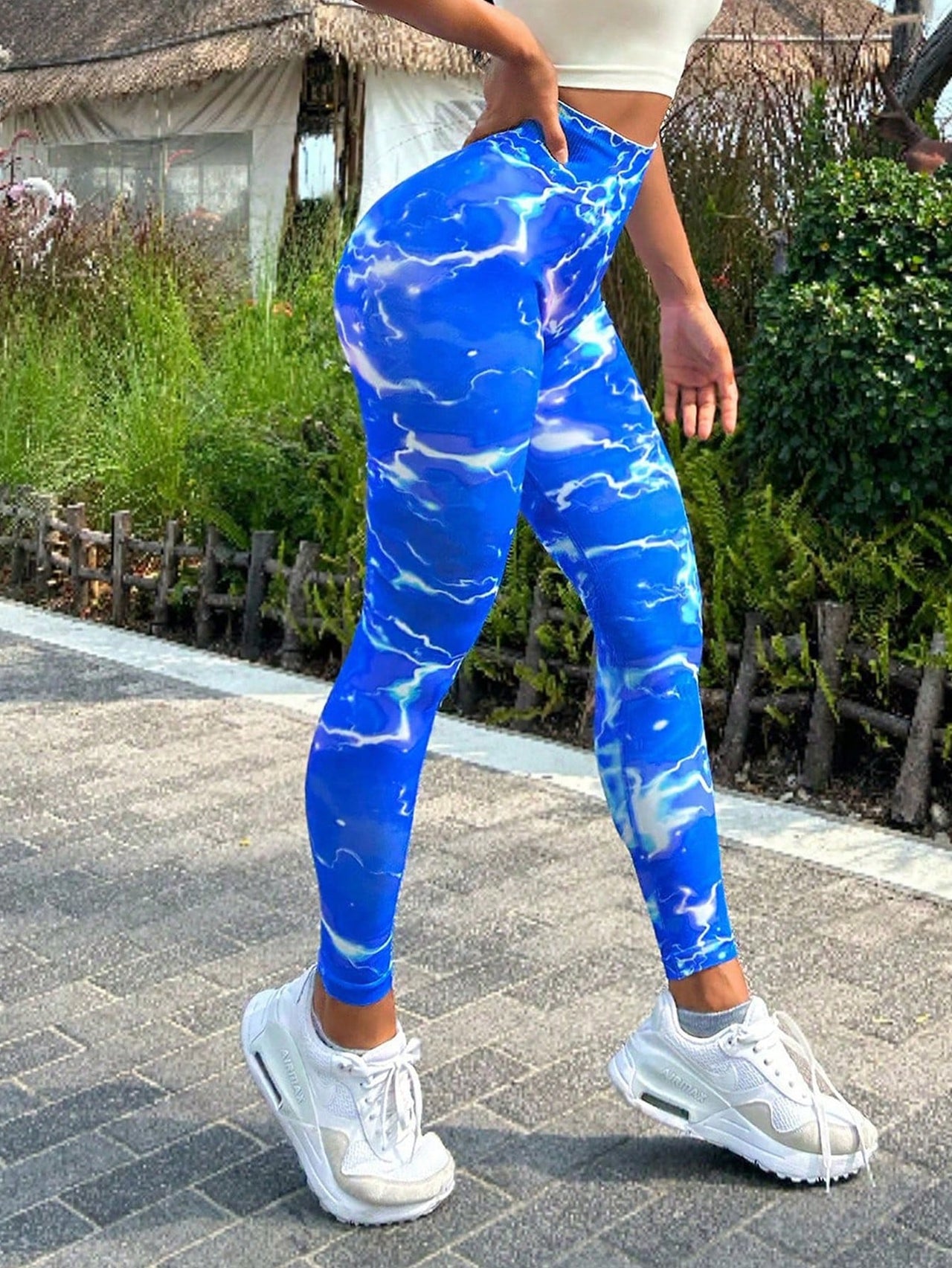 Tie-dye Slim Fit High Waistband Long Active Leggings - T - 1 COLOR -