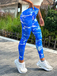 Thumbnail for Tie-dye Slim Fit High Waistband Long Active Leggings - T - 1 COLOR -