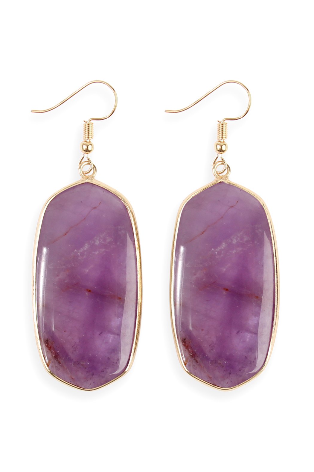 USA - Natural Oval Stone Earrings - 9 COLORS -