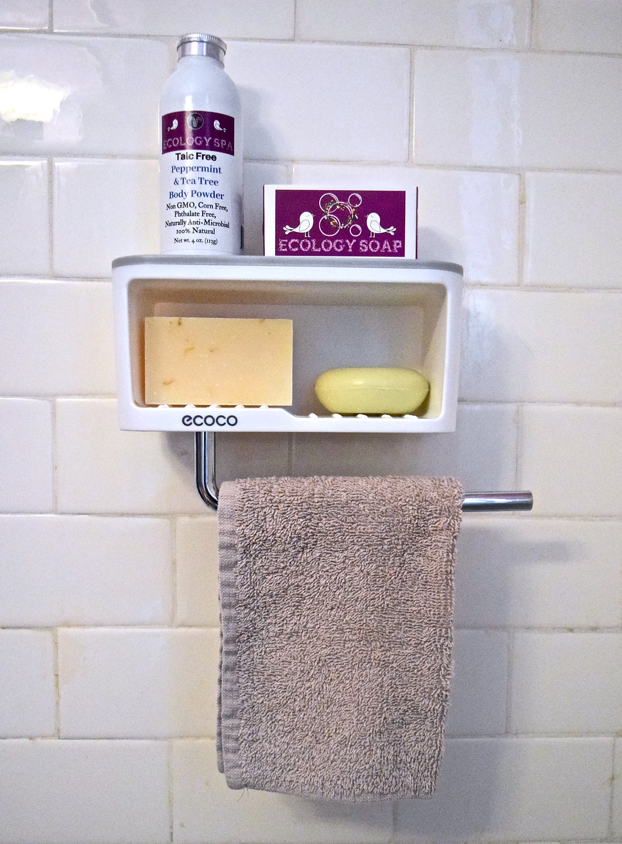 Ecoco - Wall Mounted Towel and Soap Shelf - Bath or Kitchen! -