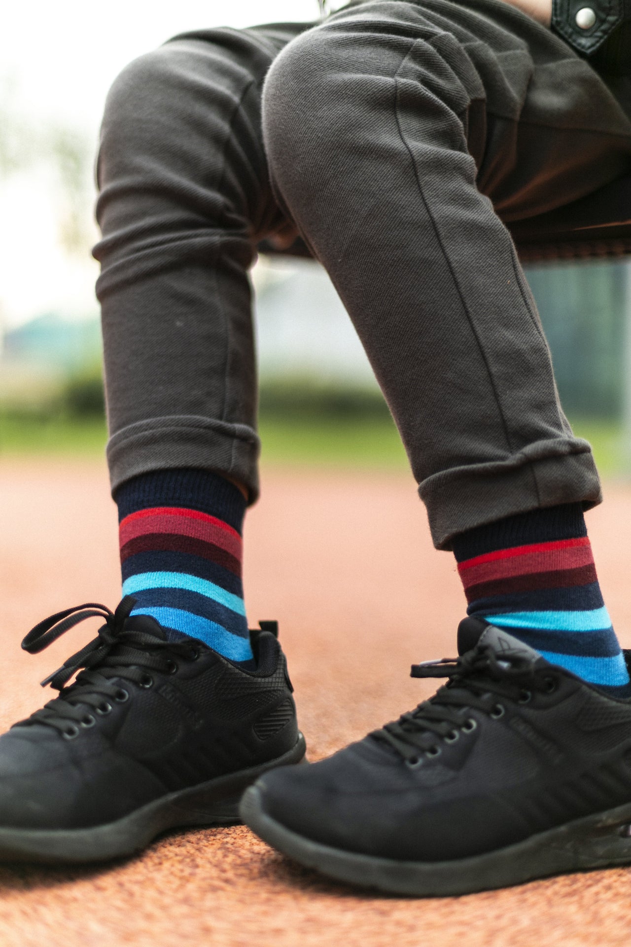 Kids Black Grape Stripe Socks - 1 COLOR -