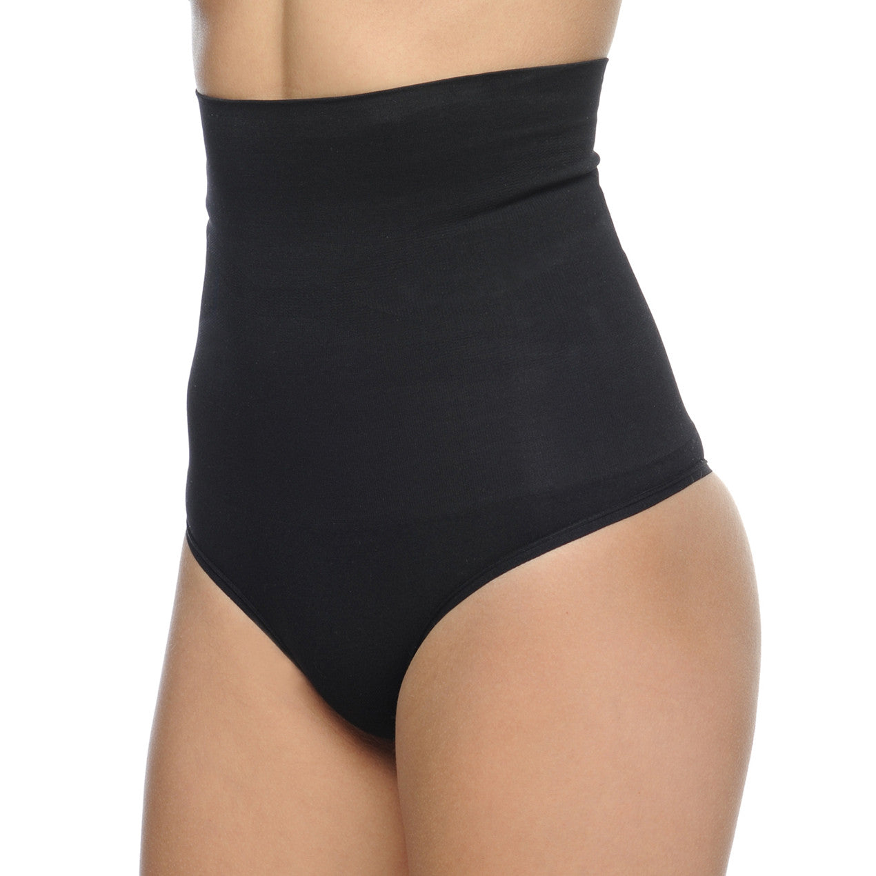 Seamless Hi-Waist Shaper With Thong Bottom Black -