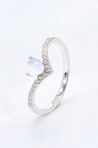 Thumbnail for Moonstone Heart-Shaped Ring - T - SIZES 6 THRU 9 - 2 FINISHES -