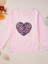 Thumbnail for Leopard Heart Graphic Top and Pants Set - 2 PCS. - T - 2 COLORS -