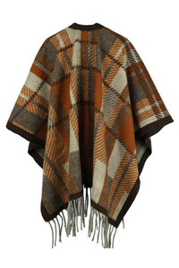 Thumbnail for Cloak Sleeve Fringe Detail Poncho - T - 1 SIZE - 5 COLORS -