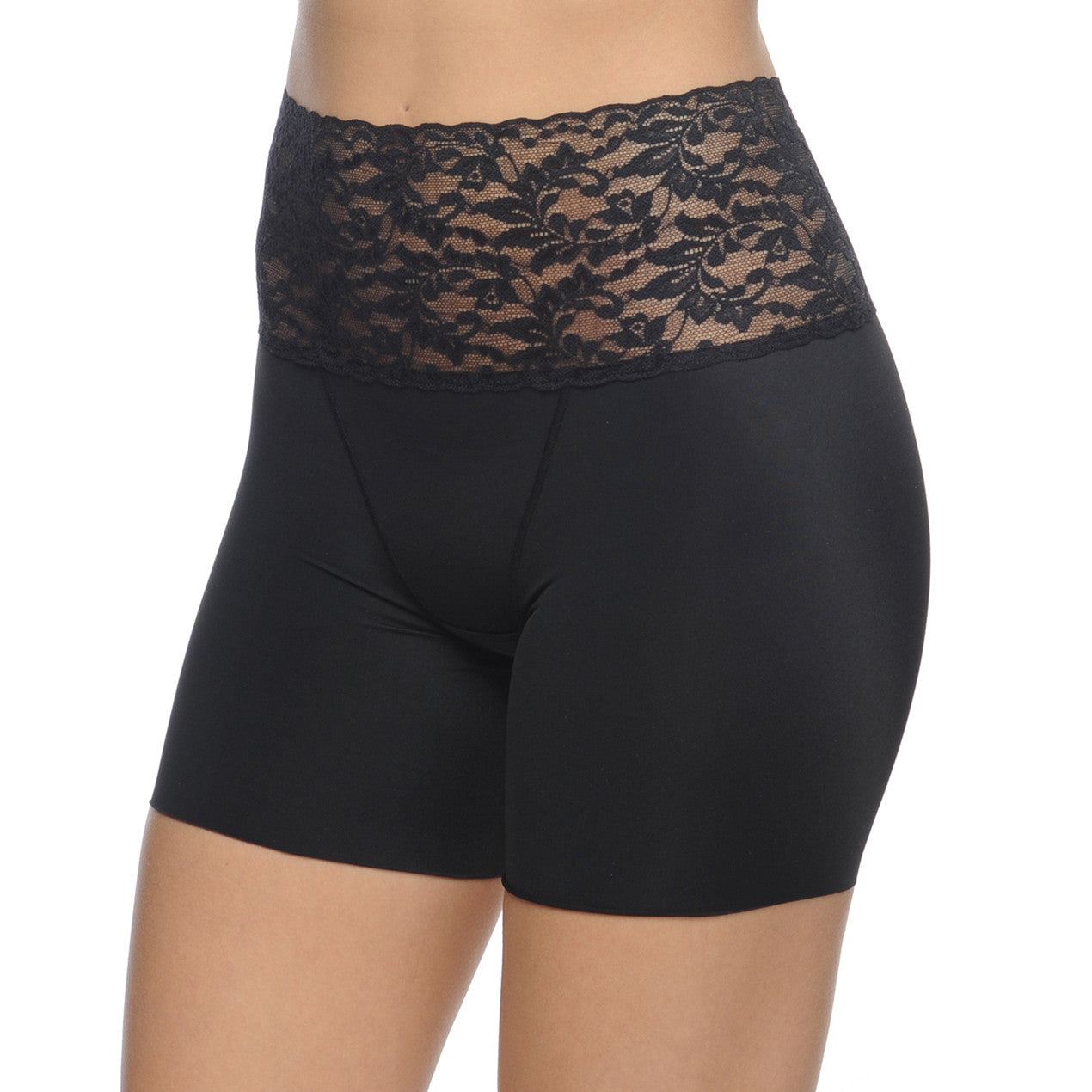 Boy Short Slimmer With Lace Waist Band Black -