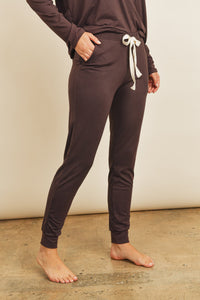 Thumbnail for Riah Fashion - Solid Brushed Top and Jogger Set With Self Tie - 6 COLORS -