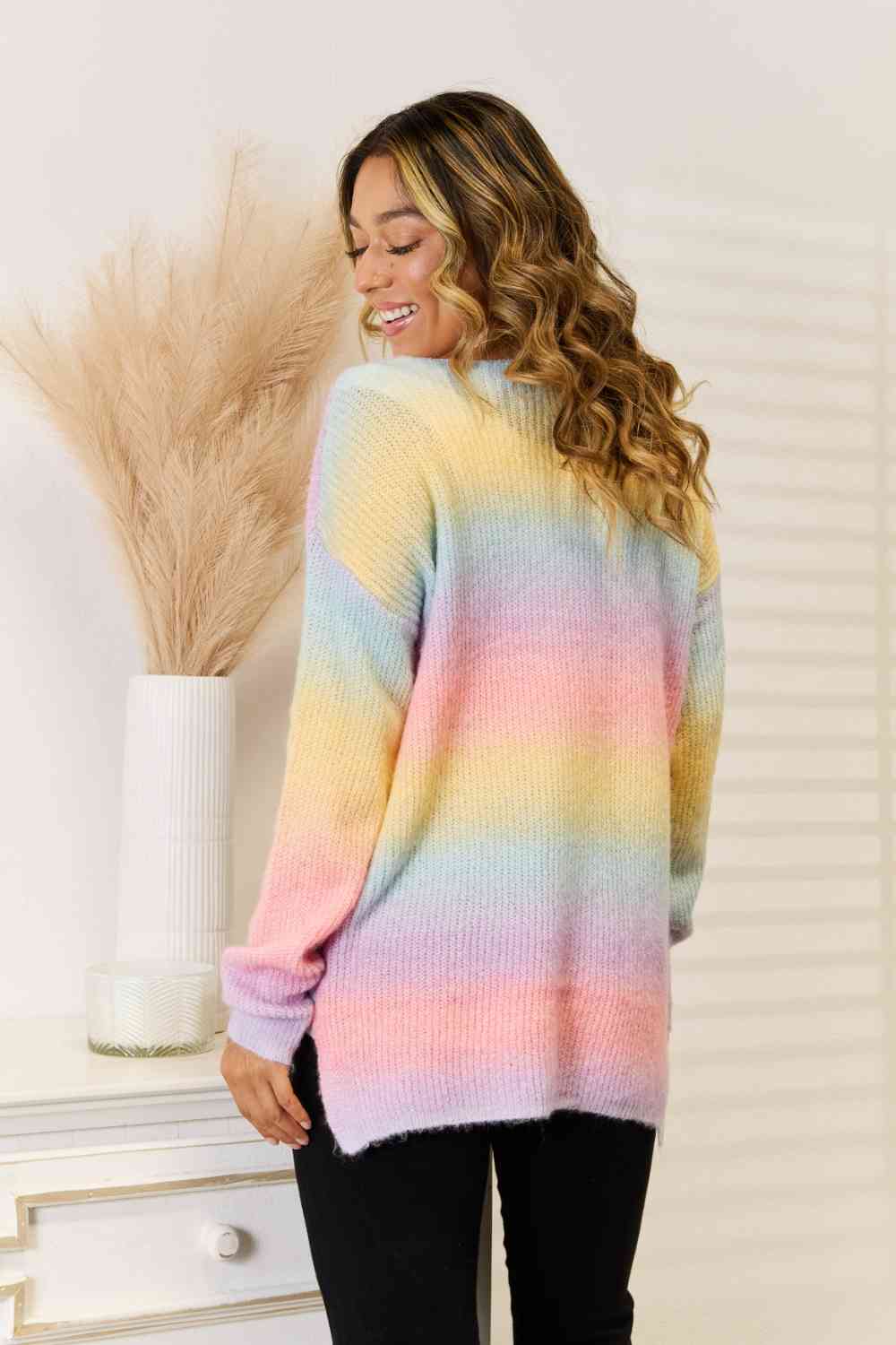 Gradient V-Neck Sweater - T - 1 COLOR -