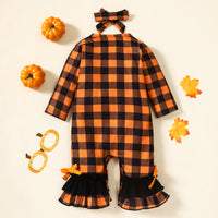 Thumbnail for Plaid Ghost Graphic Round Neck Long Sleeve Jumpsuit - 2 PCS. - T - 1 COLOR -