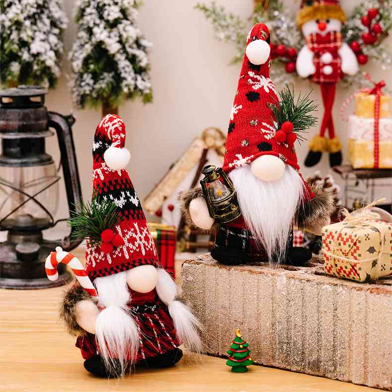 Pom-Pom Trim Pointed Hat Christmas Gnomes - 9.5" - T - 2 TYPES -