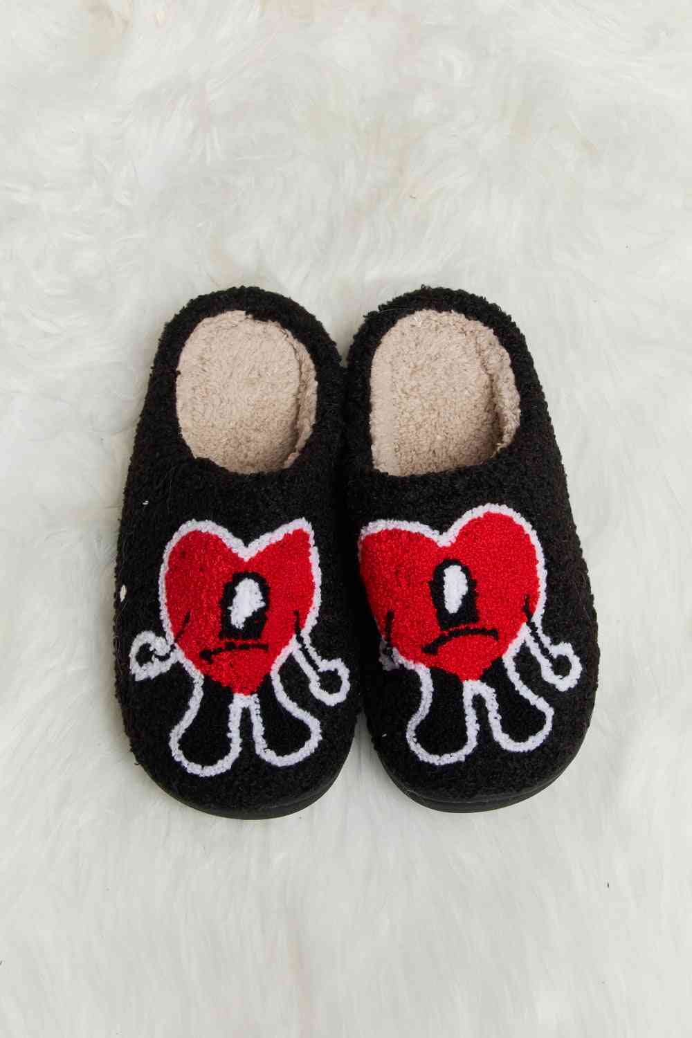 Melody Love Heart Print Plush Slippers - T - 2 COLORS -