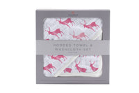 Thumbnail for Newcastle - Pink Deer Cotton Hooded Towel and Washcloth Set -