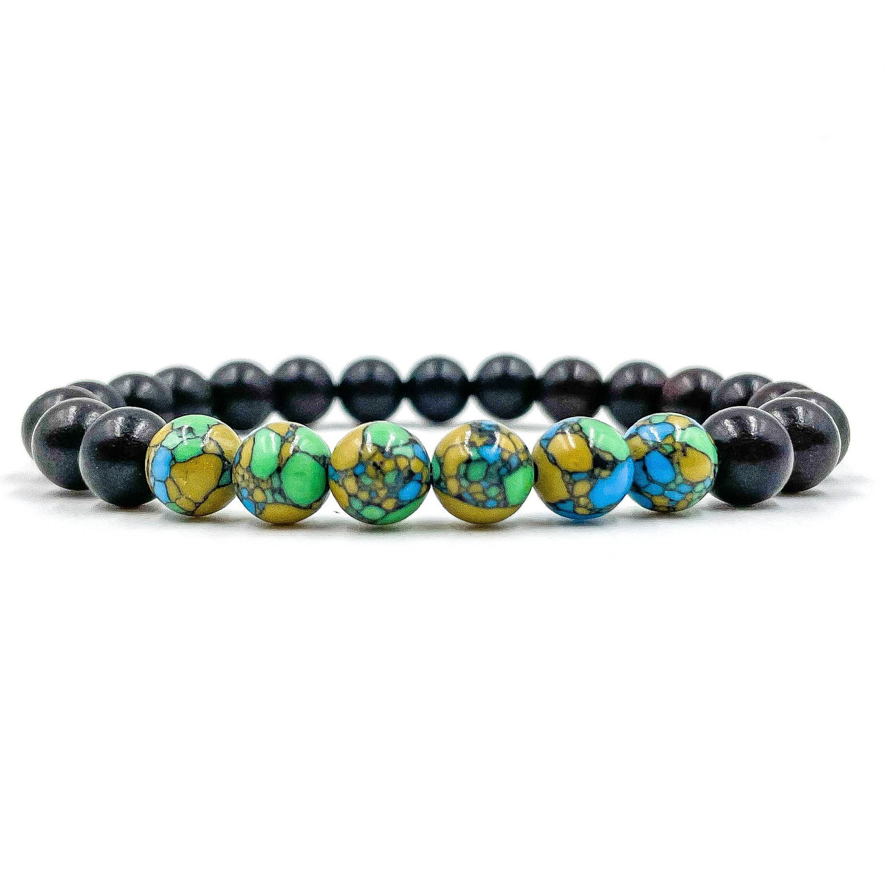 Grove - Multicolor Howlite & Blackwood Mala Beaded Bracelet -