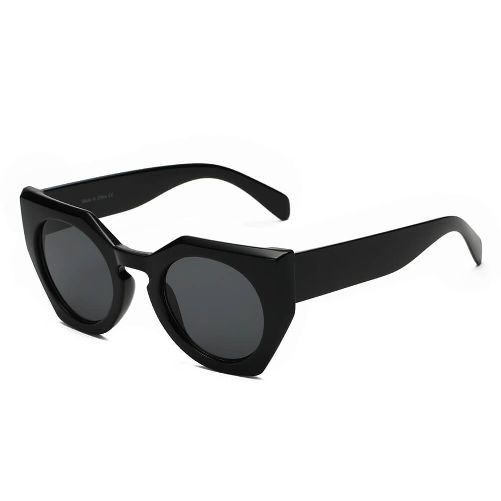 Bergen | S1070 - Women Geometric Round Cat Eye Sunglasses - 4 COLORS -