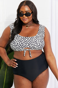 Thumbnail for Marina West Swim Sanibel Crop Swim Top and Ruched Bottoms Set in Black - SIZES S THRU 2XL - 1 PATTERN -