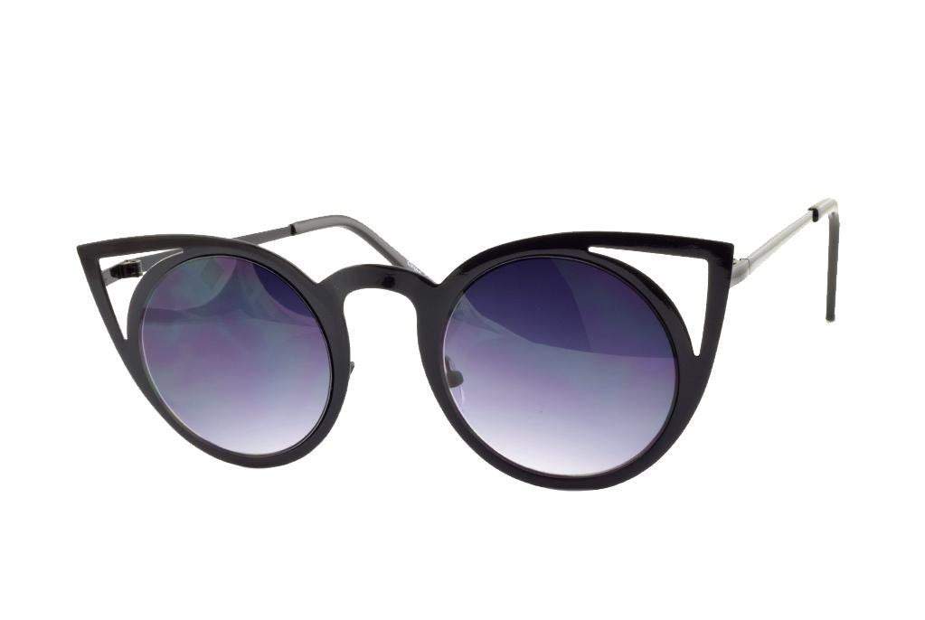 Black Cateye Metal Sunglasses - 1 COLOR