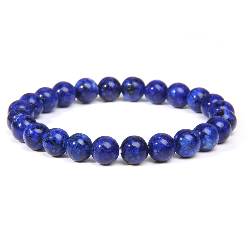 Natural Healing Energy Labradorite Bracelet Polished 8 Mm Lapis Lazuli Beads Bangle Elastic Pulsera Jewelry - 37 COLORS -