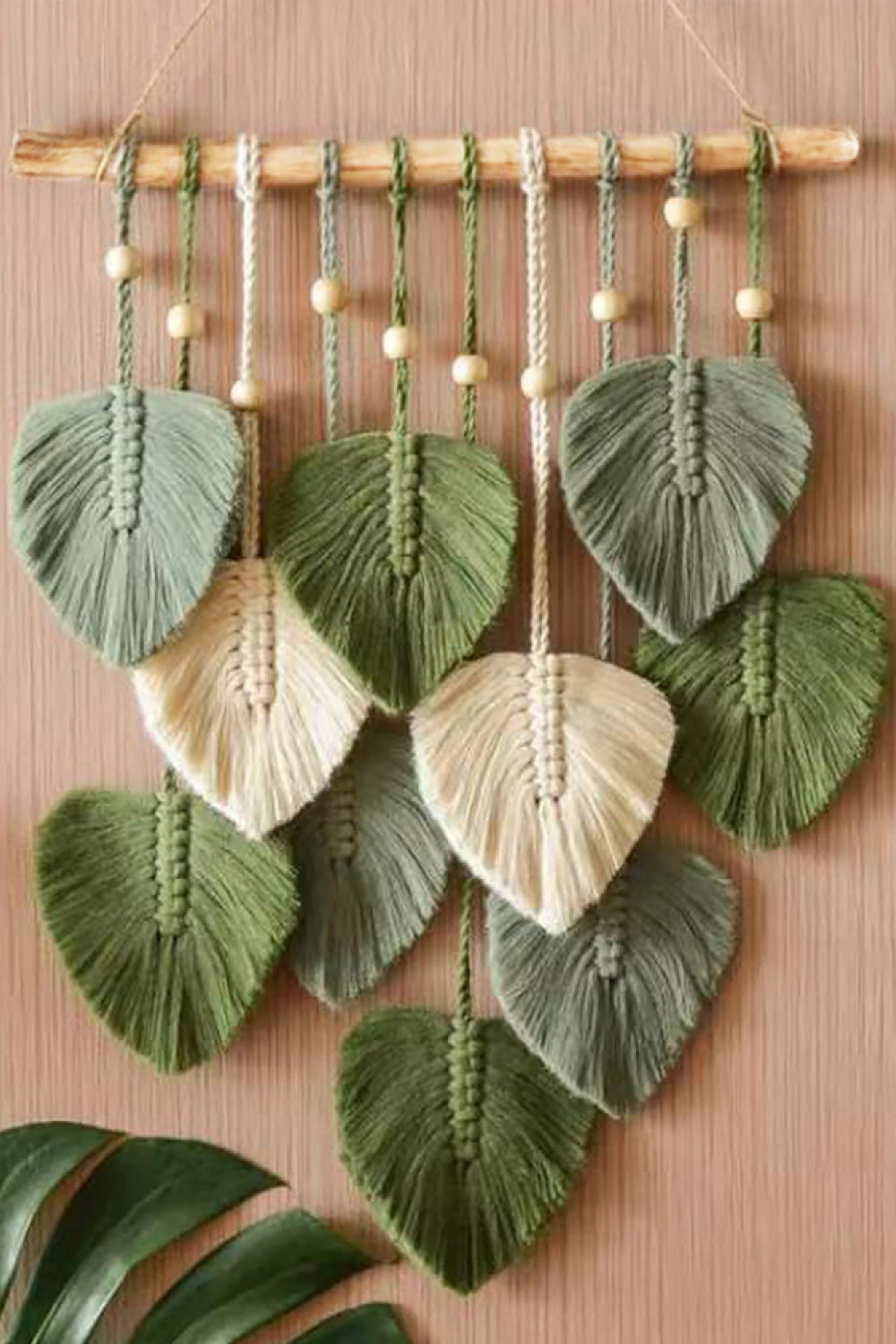 Macrame Leafs & Bead Wall Hangings - 31.5" X 15.7" - T - 3 COLOR SCHEMES -