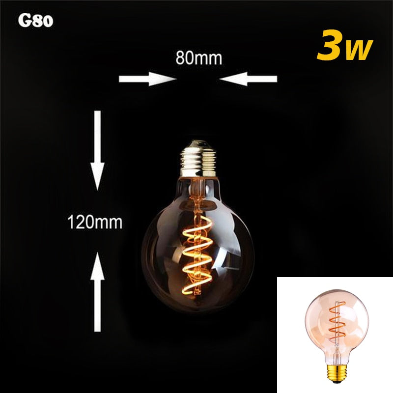 Retro Dimmable LED Edison Bulb E27 3W Gold Spiral Filament ST64 G125 Ampoule LED Lamp Incandescent Chandelier Decorative Lighting - [15 DAY DELIVERY] - 13 BULB TYPES - 2 WATTAGES -